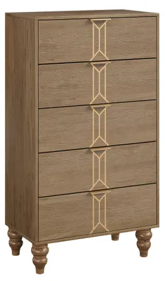 Immagine prodotto di Comò in legno massello - Mobile contenitore - Cassettiera - Armadio - Design vintage - 5 ampi cassetti