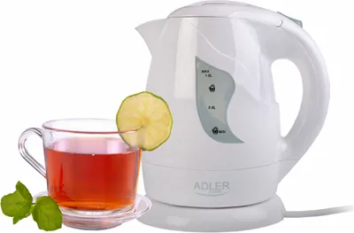 Zdjęcie produktu dla Adler AD 08 Czajnik 850 W - 1 L, obrotowy 360°, biały