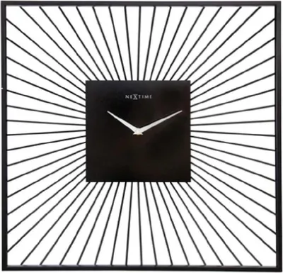 Image de Horloge murale design silencieuse en métal noir, 45 x 45 cm, carrée