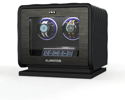 Produktbild von Klarstein LuminousTime Uhrenbeweger 2 Uhren – Automatik-Uhrenbeweger mit Flüsterleisem Japanischem Motor, LCD-Touchpanel & Fernbedienung, 20 TPD-Einstellungen, RGB & LED-Beleuchtung