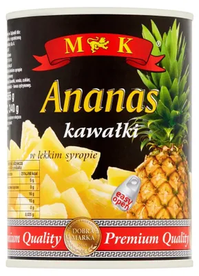 Obrázok produktu pre MK Ananásové kúsky 565 g. Pasterizovaný výrobok