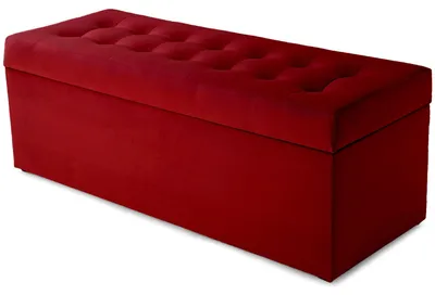 Produktbild von MG Design Polsterhocker Rot 45x120 cm - Stauraum 140L, bis 300 kg, samtig-weich mit Schimmer, pflegeleicht, für Wohnzimmer & Flur