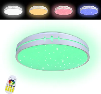 Produktbild von LARS360 60W Dimmbar LED Deckenleuchte Acryl Deckenleuchte Flach mit Fernbedienung Sternenhimmel Ø50CM Rund Flach für Wohnzimmer Schlafzimmer Badezimmer