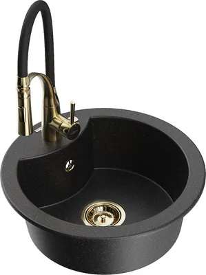 Produktbild von Mexen Diego 1-Becken-Granit-Spüle mit Mischbatterie Aster, Schwarz/Silbermetallic - 6512-73-73450-57-G