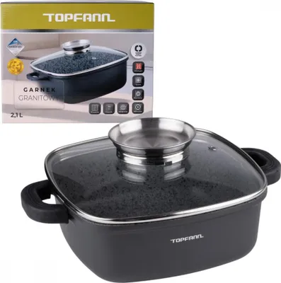 Obrázek produktu pro Hrnec s granitovým povrchem, indukční, čtvercový TOPFANN 2,1 l
