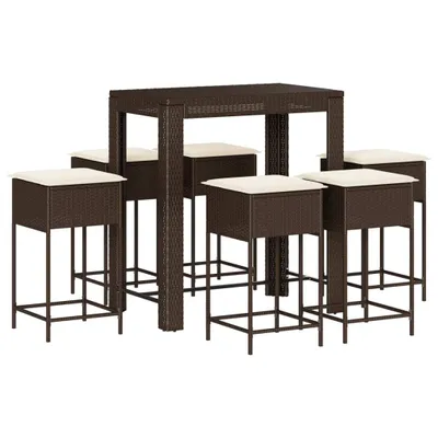 Produktbild von vidaXL 7-tlg. Gartenbar-Set mit Kissen Braun Poly Rattan