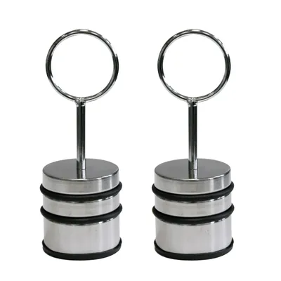 Produktbild von 2er Set Türstopper Edelstahl mit Griff Türpuffer Massiv 1,1 kg Boden Puffer Bodentürpuffer Gummipuffer Rutschfest Tür Stopper Gummiert