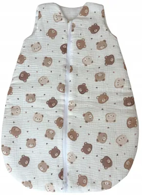 Produktbild von Musselin Babyschlafsack Baby 1.0 TOG mit Doppelreißverschluss 80-86 aus 100% Baumwolle