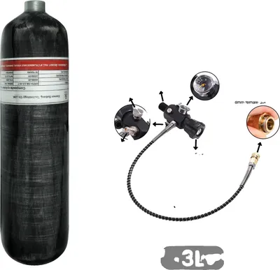 Produktbild von Zylinder, Kohlefaser-Konstruktion, Hoher Druckbereich, 3L mit Ventil