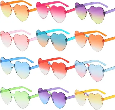Produktbild von 12 Stück Herz Sonnenbrille,Partybrillen Herz,Herzbrille,Sonnenbrille Herzform,Sonnenbrille Kinder Erwachsene für Party Zubehör,Foto Requisiten,Geburtstag,Fasching, Karneval