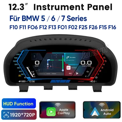 Obrázek produktu pro Digitální LCD přístrojová deska pro BMW řady 5 F10 (2010–2017) – podporuje originální HUD, CarPlay a Android Auto, navigaci a více uživatelských rozhraní