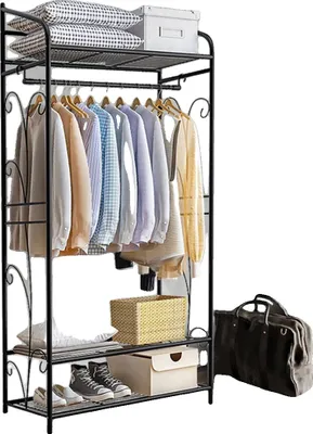 Produktbild von Kleiderständer, Metallregale, Tragfähigkeit 110 lbs, schwarz, L