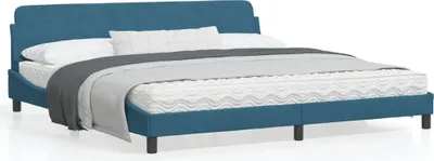 Produktbild von Design Bettgestell mit Kopfteil Blau 200x200 cm Samt, Klassische Betten 2024 Neu