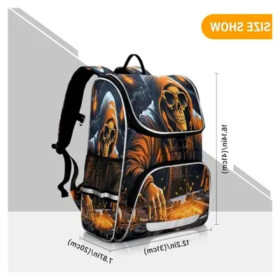 Produktbild von Weihnachtsschädel Rucksack für Schüler, große Büchertasche für Jungen und Mädchen