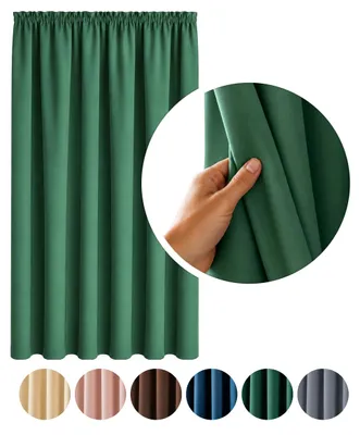 Produktbild von MEBLEODNOWA, Verdunkelungsvorhang, Blackout Vorhang, Grün, 140x250 cm, Vorhang mit Kräuselband, 90 % Lichtdämpfung, Pflegeleicht, Thermovorhang