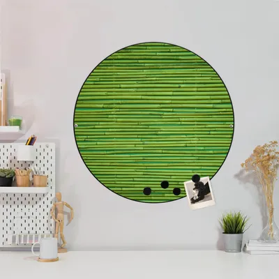 Produktbild von Design Stahlmagnettafel Schwarz Rund 47cm Bambus Grün