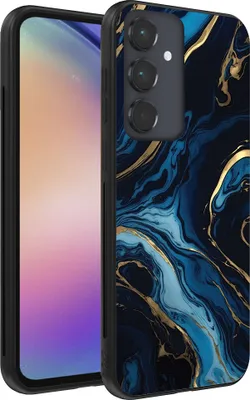 Produktbild von Smartphonica Handytasche für Samsung Galaxy A54 5G mit Marmordruck - TPU Rückseite Abdeckung Fall Marmor Design - Gold Blau