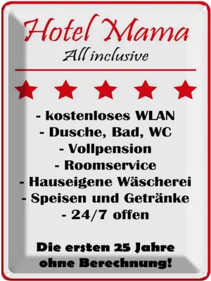 Produktbild von vianmo Blechschild 40x30 cm Hotel Mama weiß-rotes Spruch Zitat