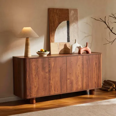 Immagine prodotto di Credenza scandinava a 4 ante L160 cm in legno scuro - Oviala Dario