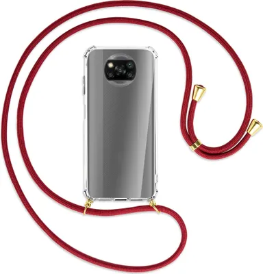 Produktbild von Handykette Backcover-Schutzhülle mit Band (Metall goldfarben) für Xiaomi Poco X3 NFC - rosa