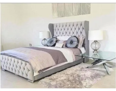 Produktbild von Chesterfield Design Bett Textil Samt Polster Leder Hotel Betten Schlafzimmer Neu
