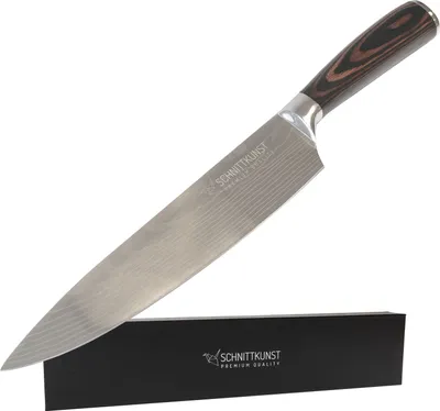 Produktbild von SCHNITTKUNST Profi Küchenmesser mit 20 cm Klingenlänge und ergonomischen Holzgriff - Kochmesser gefertigt aus Edelstahl rostfrei extrem scharf