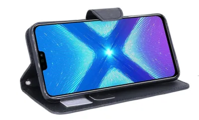 Obrázok produktu pre Puzdro Honor 8X Flipové puzdro Knižkové puzdro Skladací ochranný kryt Knižkové puzdro v čiernej farbe