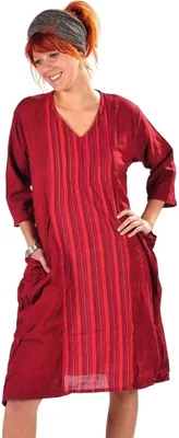 Produktbild von Kleid Trägerkleid Maxikleid Abendkleid Sommerkleid Strandkleid Kleider Knielang Langarm Tunika Relax, rot