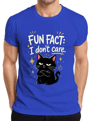 Produktbild von Fun Fact I don't care Schwarze Katze Grumpy Statement Kätzchen Herren T-Shirt, Blau, 3XL