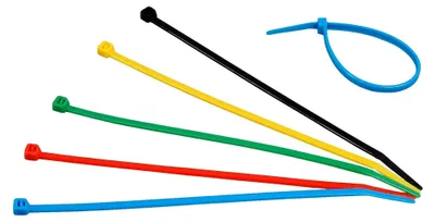 Produktbild von Kabelbinder, 50 Stück, je 10 Stück, 200 x 4.6 mm, blau/rot/gelb/grün/schwarz