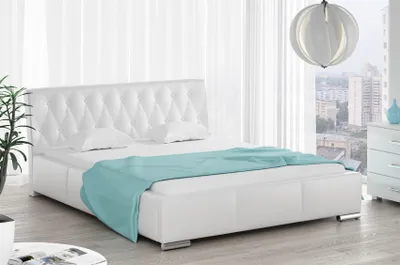 Produktbild von Polsterbett Bett Doppelbett THORE Kunstleder Weiss 180x200cm
