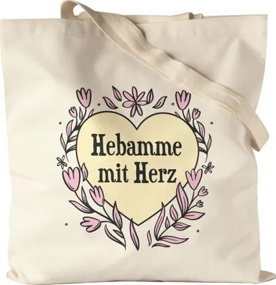 Produktbild von Hebamme mit Herz Jutebeutel Stoffbeutel Canvas  Geschenkidee Zum Danke Sagen Beste Hebamme