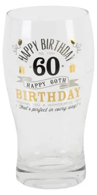 Pint Glas zum 60. Geburtstag, Geschenkverpackung