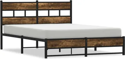 Obrázek produktu pro vidaXL Kovová postel bez matrace, kouřový dub 140x190 cm