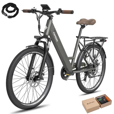 Produktbild von City E-Bike 26 Zoll Rostfreie Aluminiumlegierung Wasserdicht IP54 36 V 15 Ah 540 Wh bis zu 90 - 110 km mit 7 Gang, Grau