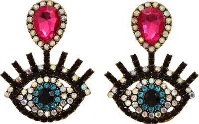 Produktbild von 1 Paar Damen Hängeohrringe Strass Augenform Übertrieben Retro Stil Aushöhlen Club Party Baumeln Ohrringe Ohrschmuck
