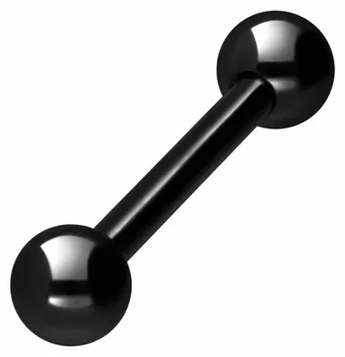 Produktbild von Zungenpiercing, Intim-Piercing Chirurgenstahl Barbell Schwarz Stablänge: 14mm + Stabstärke: 2mm + Kugelgröße: 5mm