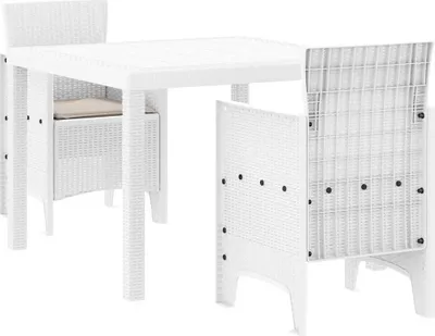 Image de Ensemble de salle à manger pour jardin 3 pcs Blanc