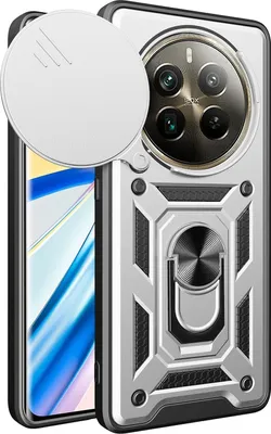 Produktbild von Hülle für Realme 12 Pro/Realme 12 Pro+ 5G Magnetische Ring Ständer Halter Dia Kameraschutz TPU Bumper Silikon Schutzhülle Silber