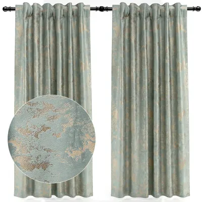 Produktbild von 2 Stück Samt Vorhänge Blickdicht, Hellgrau Kräuselband Vorhang, Golddruck Verdunkelung Thermo Samtvorhang Für Wohnzimmer Schlafzimmer, 132x213cm