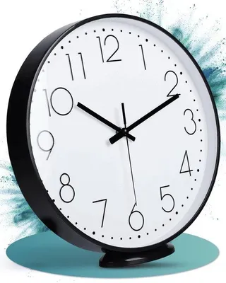 Produktbild von Stille Moderne Wanduhr Schwarz 20 cm ohne Ticken - Große analoge Wanduhr für Wohnzimmer