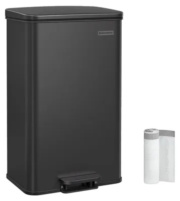 Image de Poubelle en acier avec couvercle, 40 litres, noire - Pédaleur