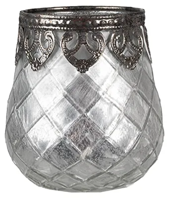 Image de Clayre & Eef Bougeoir Ø 9x11 cm Argenté Verre