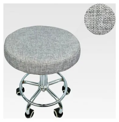 Produktbild von Stretch Hockerbezug, runder Bezug aus Leinen für Hocker mit einem Durchmesser von 40 cm