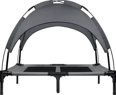 Obrázok produktu pre XMTECH ležadlo pre psov so strieškou pelech pre psov ležadlo pre psov z tkaniny rozkladacia pohovka pre stredne veľké psy do 50 kg vnútorné a vonkajšie (92x76x92cm, sivá)
