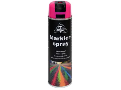 Produktbild von HaWe Markierspray 500 ml, Baumarkierer, Forstfarbe, Signalfarbe, witterungsbeständig, schnelltrocknend, Markierroller geeignet Farbe:neonpink