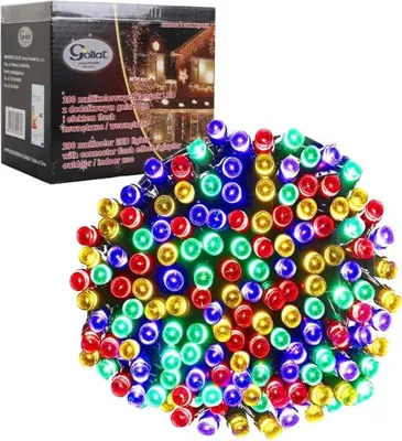 Zdjęcie produktu dla Lampki choinkowe 200 led sznur multikolor z gniazdem i flash