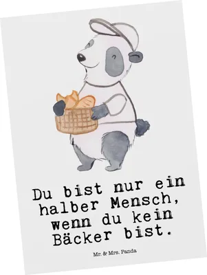 Produktbild von Mr. & Mrs. Panda Postkarte Bäcker Herz - Weiß - Geschenk, Bäckerei, Postkarten, Ansichtskarten, Fotokarte, Grußkarte, Konditor, Ansichtskarte