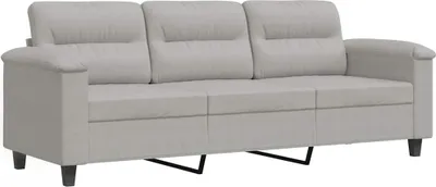 Imagen del producto de vidaXL Sofá de 3 plazas, color gris claro, 180 cm, tejido de microfibra