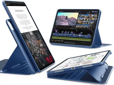 Produktbild von Schutzhülle mit Klappe für iPad Pro 11" 5/6 2025/2024, ESR Flip Hybrid, Dunkelblau